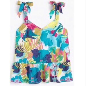 J. Crew | Women's Tie Shoulder Peplum Top Seaside Floral Shirt Colorful 00P
